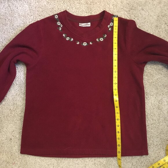 Carroll Reed Red Embroidered Fleece Pullover Sweater Large - Picture 15 of 16